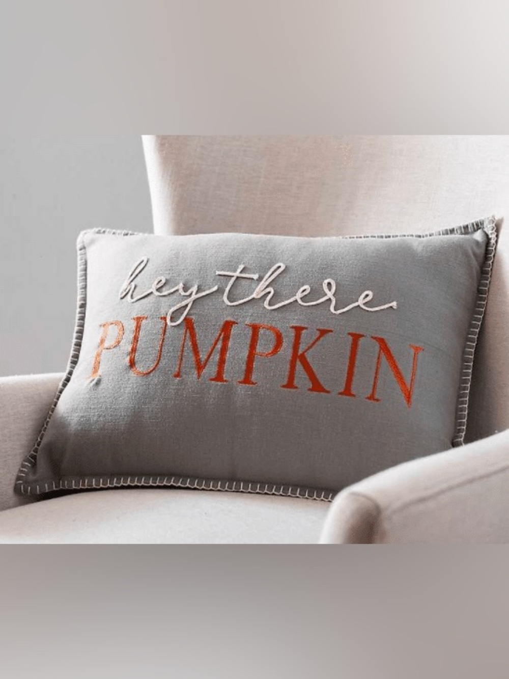 Like New “Hey There Pumpkin” Embroidered Decorative Pillow